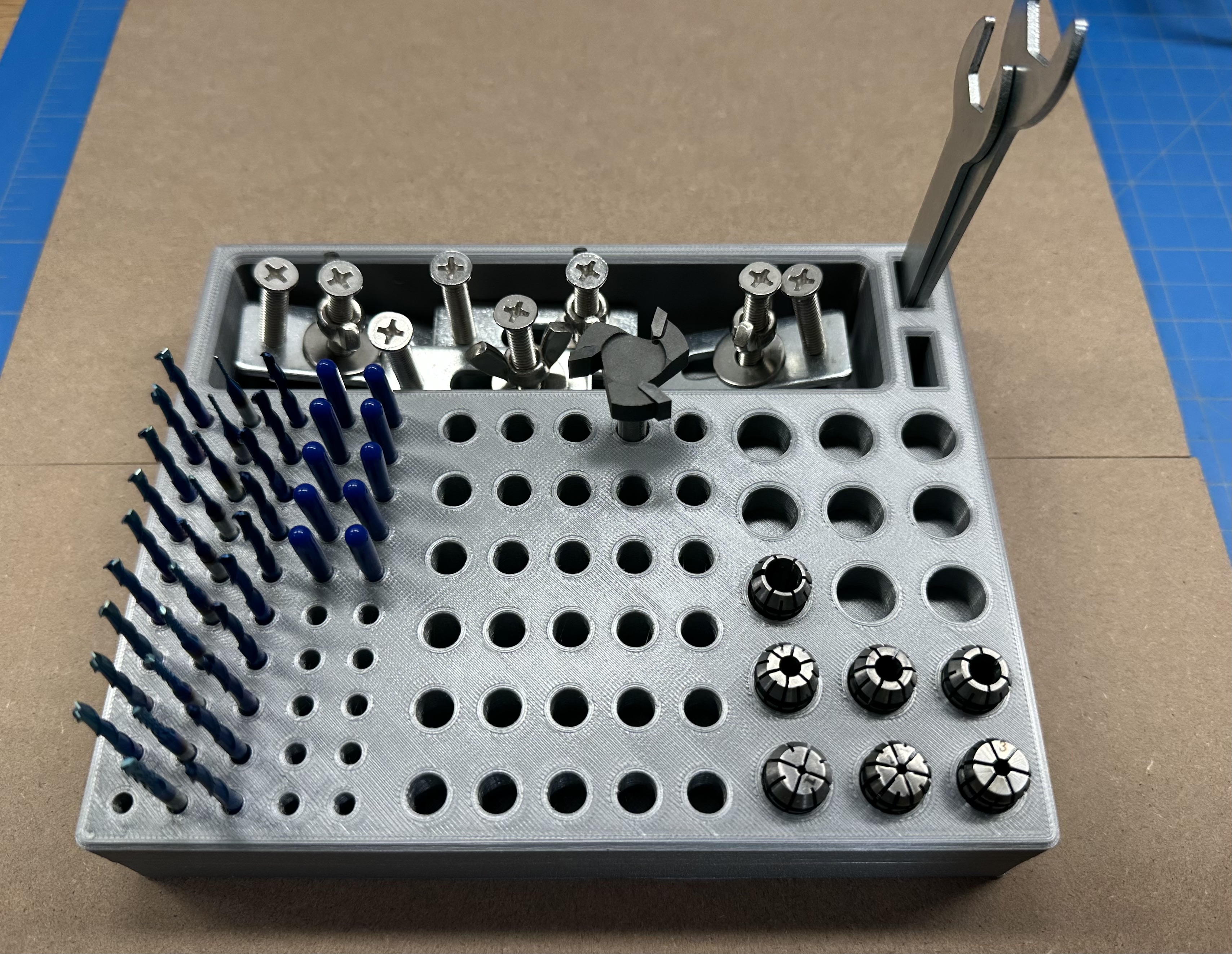 Desktop CNC Tray for Bits, Collets, Wrenches and Misc Items