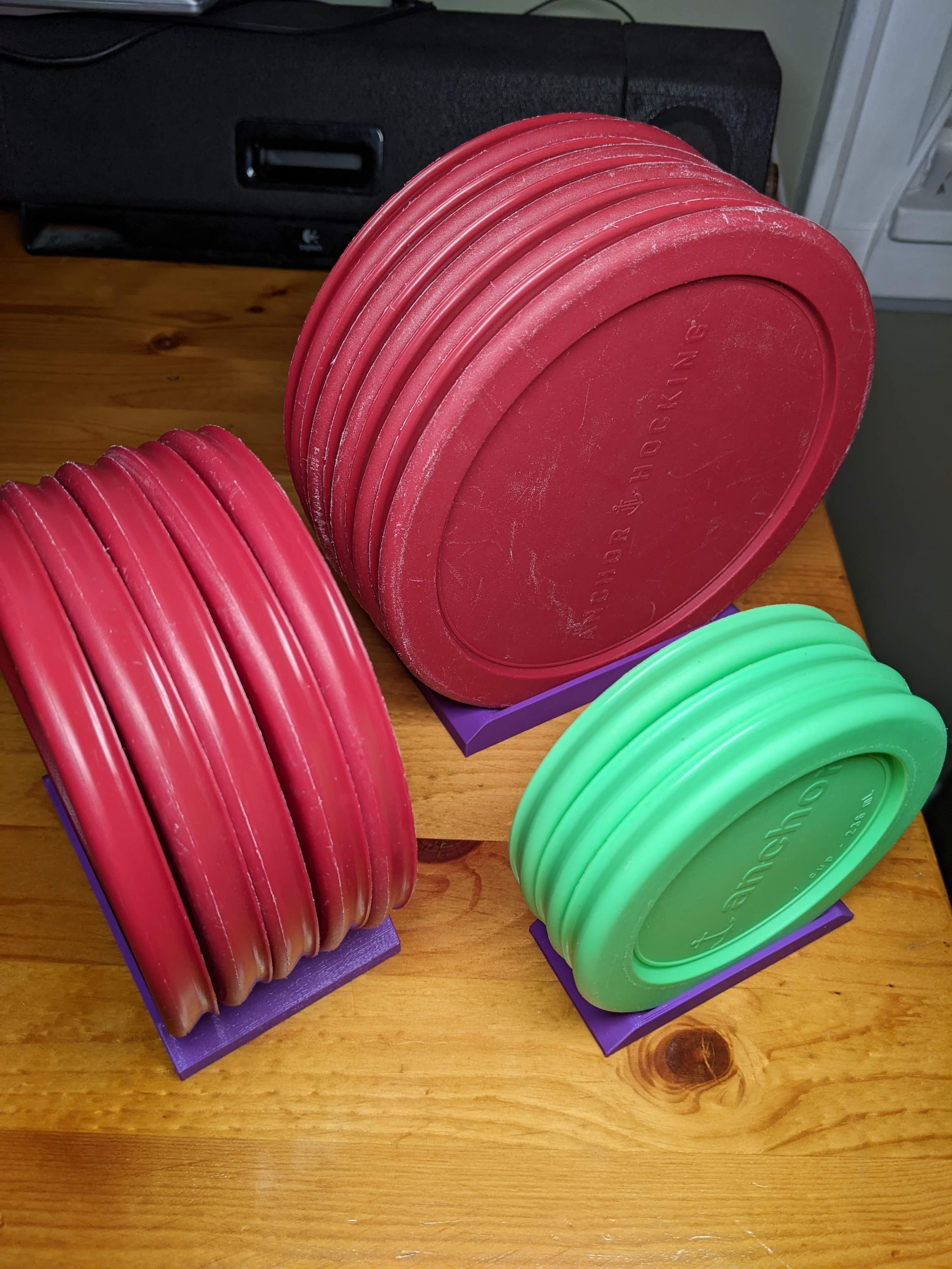 Anchor Hocking / Pyrex Glass container lid holders by bsprange