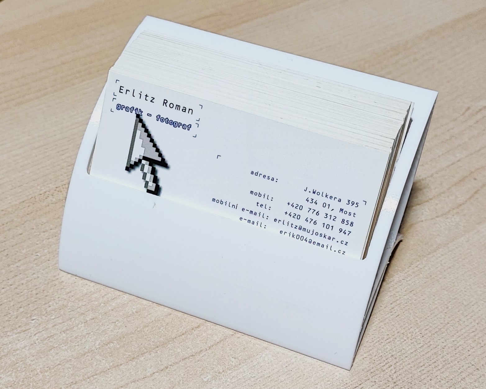 Business card holder with space for WWW or logo