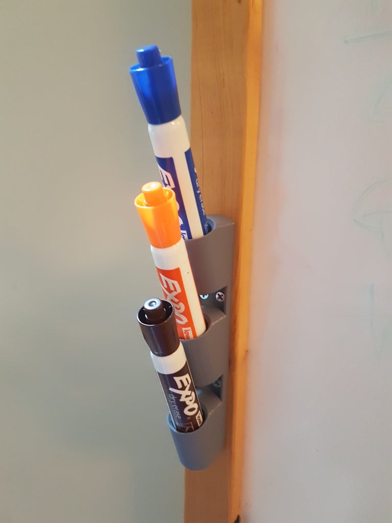 Whiteboard marker holder (narrow, screw mount) by Tyler Bletsch