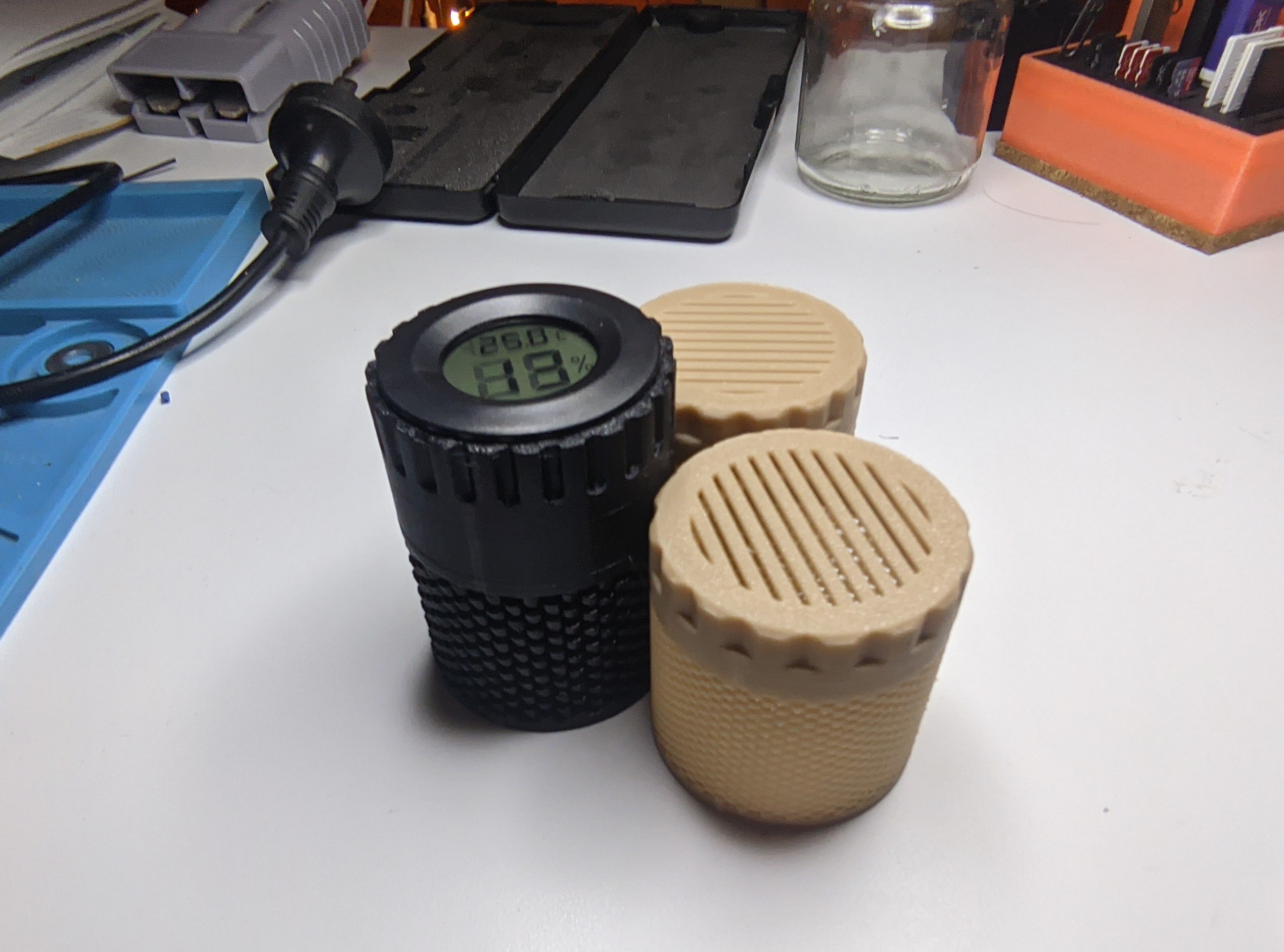 Fast and Stronger Print In-Spool Desiccant (Silica Gel) Container with Hygrometer 3D model thumbnail