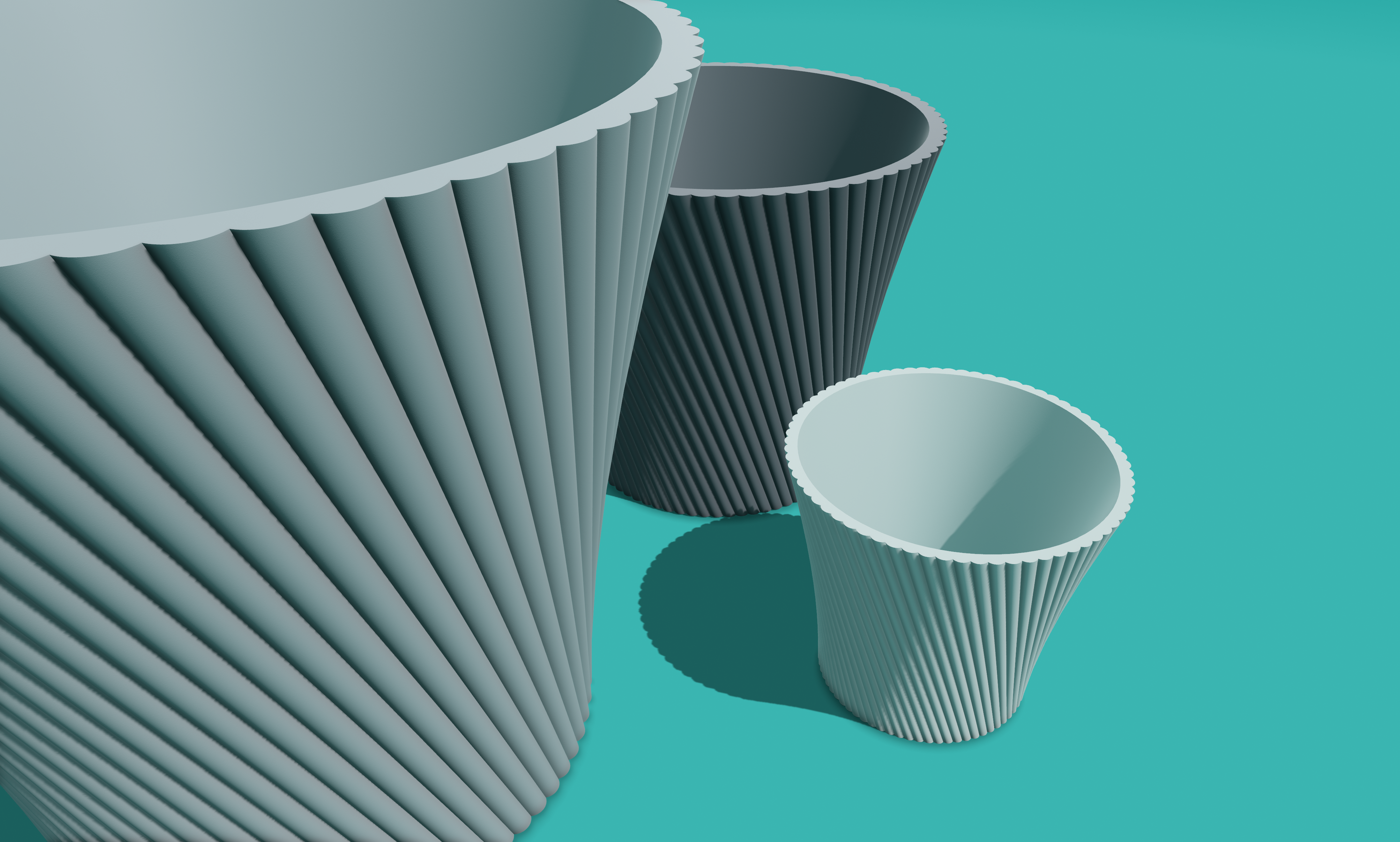 Planter 03 - Curvy Slope, with drainage hole and saucer