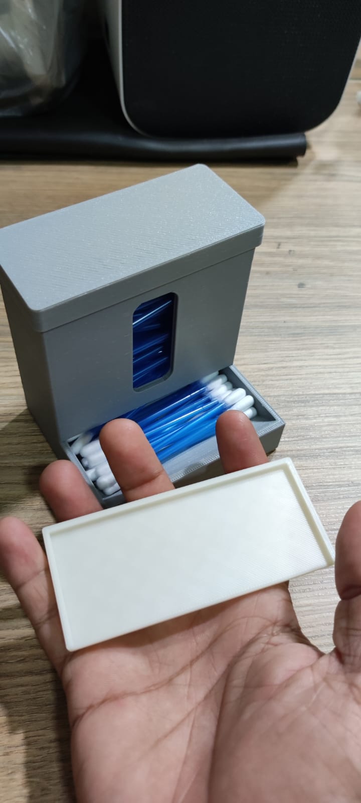 Q-Tip (cotton swab) dispenser cover