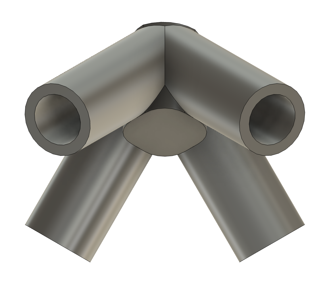 Tent pole 45° connector (parametric)