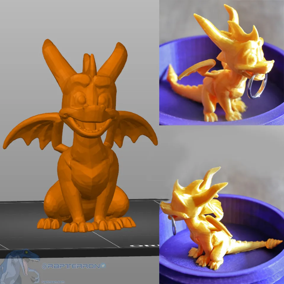 Spyro the Dragon happy pose by Rapterron Download free STL model