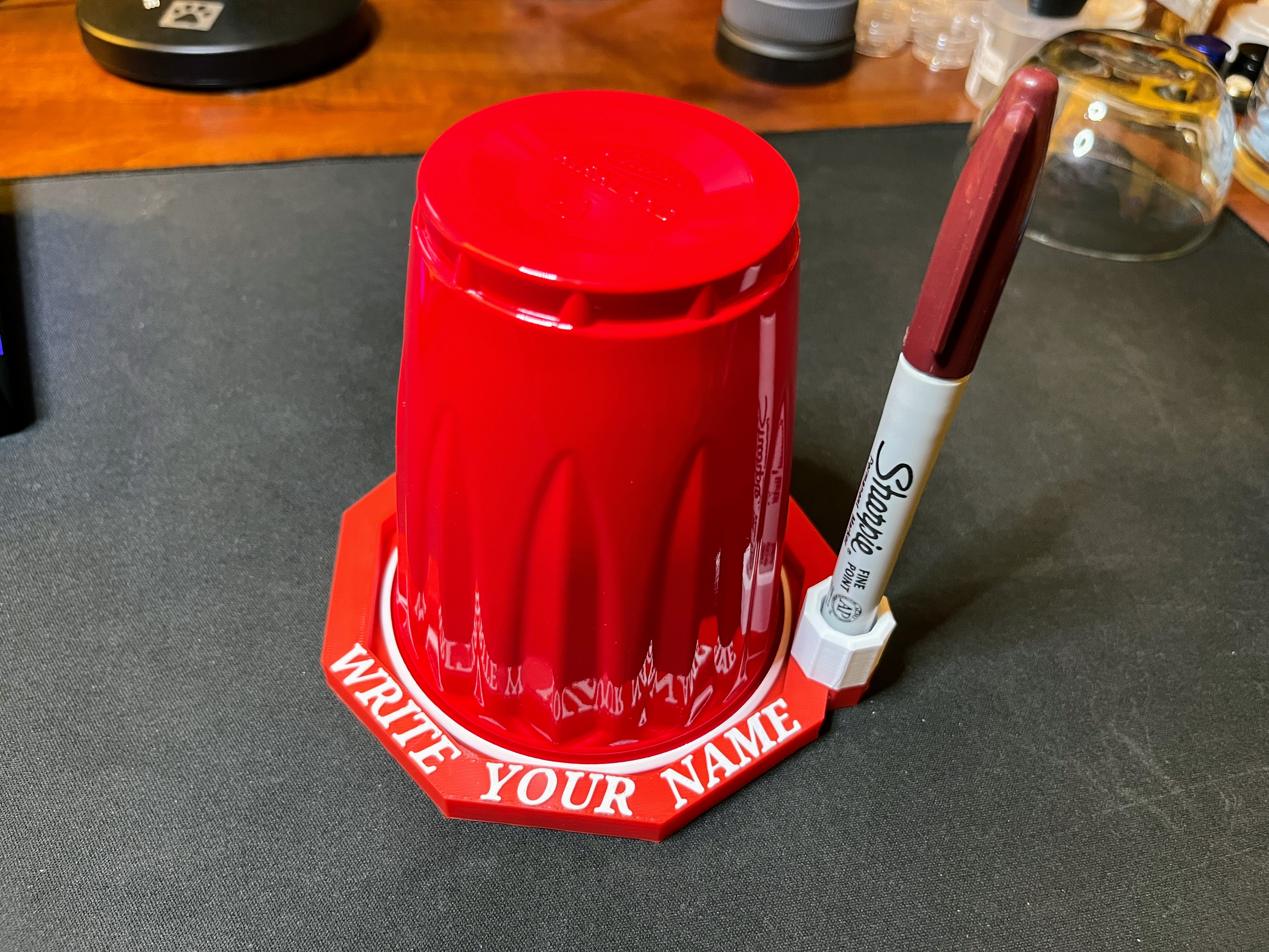 Party Cup Dispenser with Marker Holder