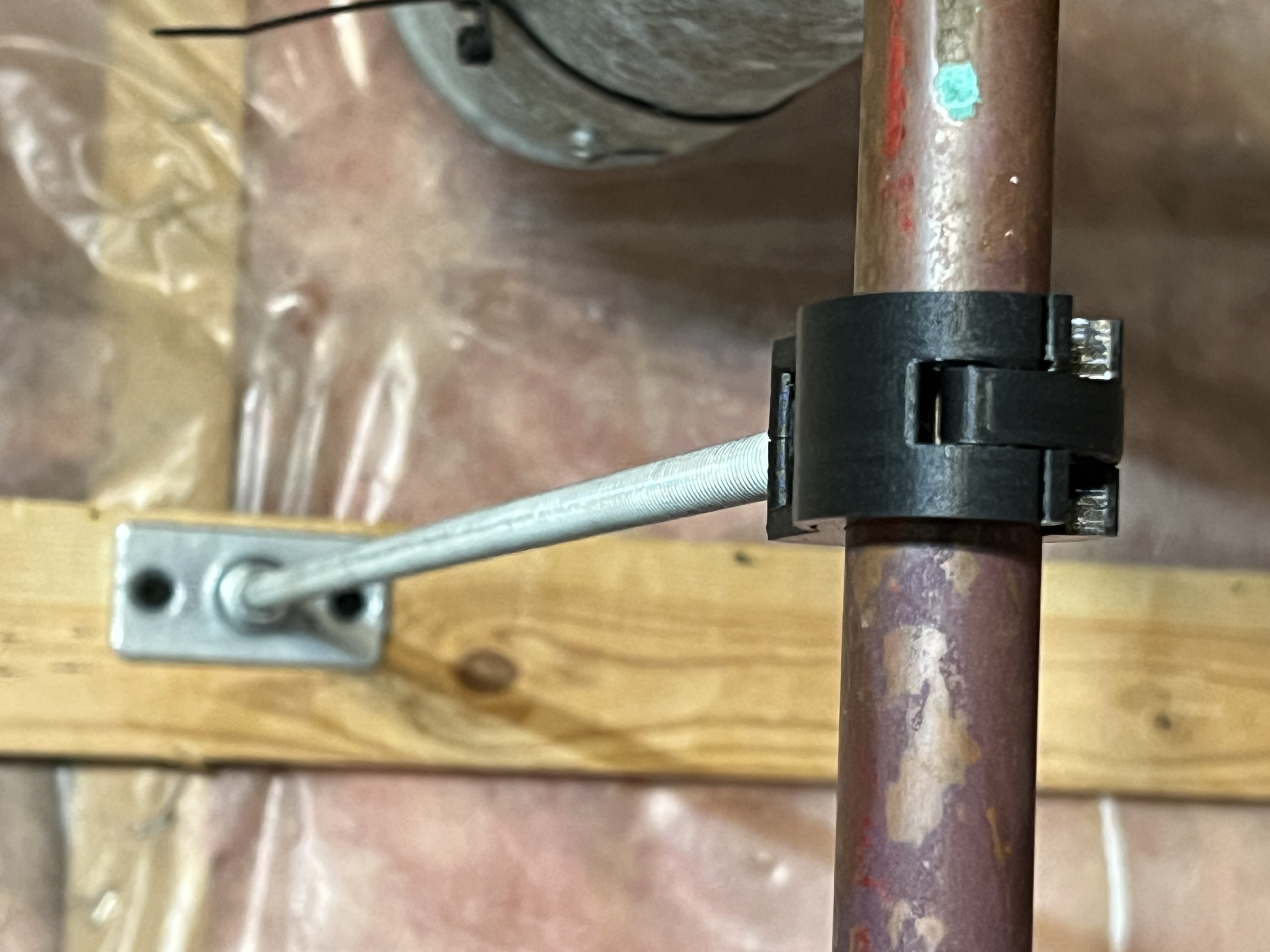 Pipe support clamp for 3/4in type L copper and 3/8in threaded rod