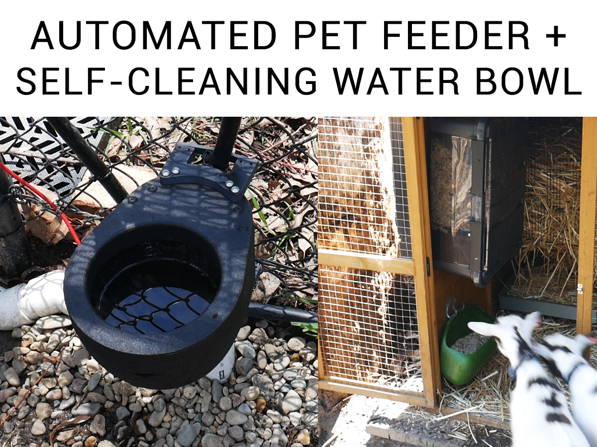 Automatic pet feeder and self cleaning water drinker