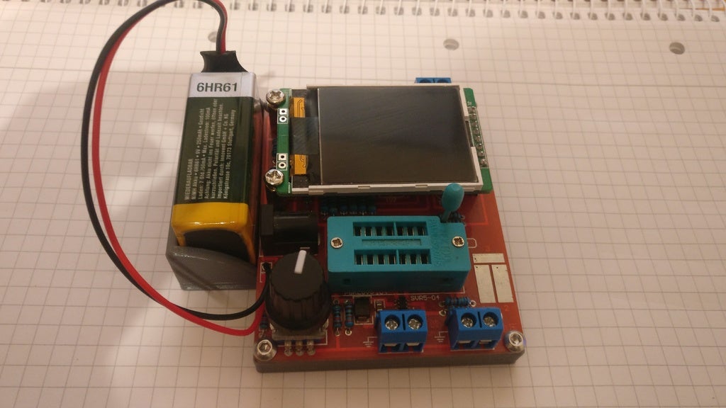 Component tester backside with battery holder