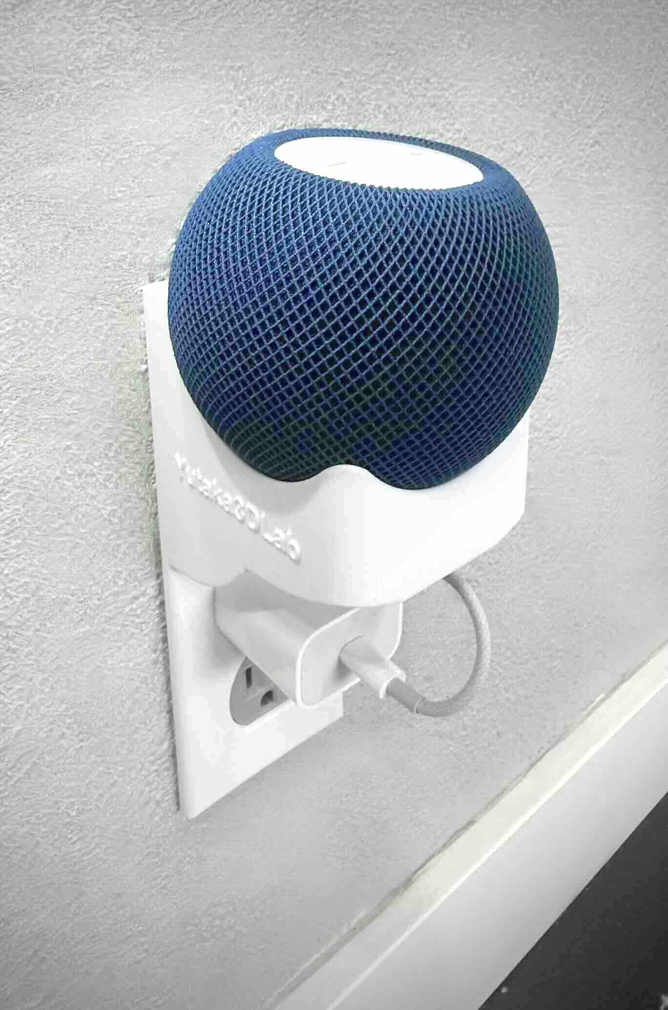HomePod Mini Outlet Wall Mount | Cable Management Holder | No Shelf | US Duplex Plug