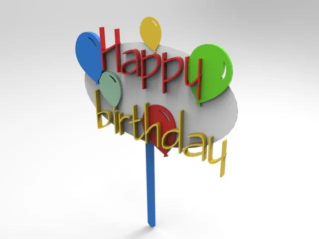 multi colour level Happy birthday cake topper