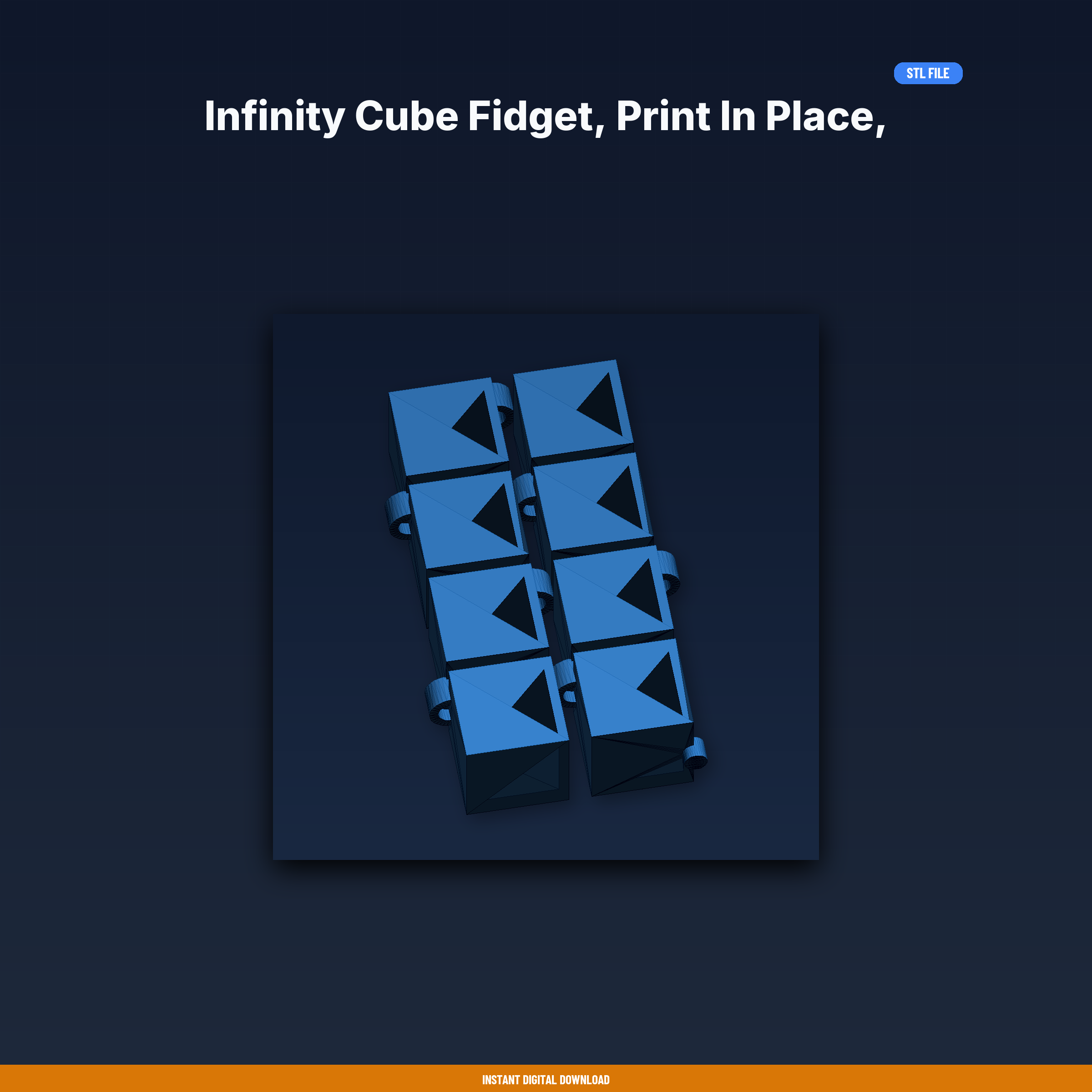 Infinity Cube Fidget, Print in Place, Hinged Folding Cubes, - 3D Printable STL File