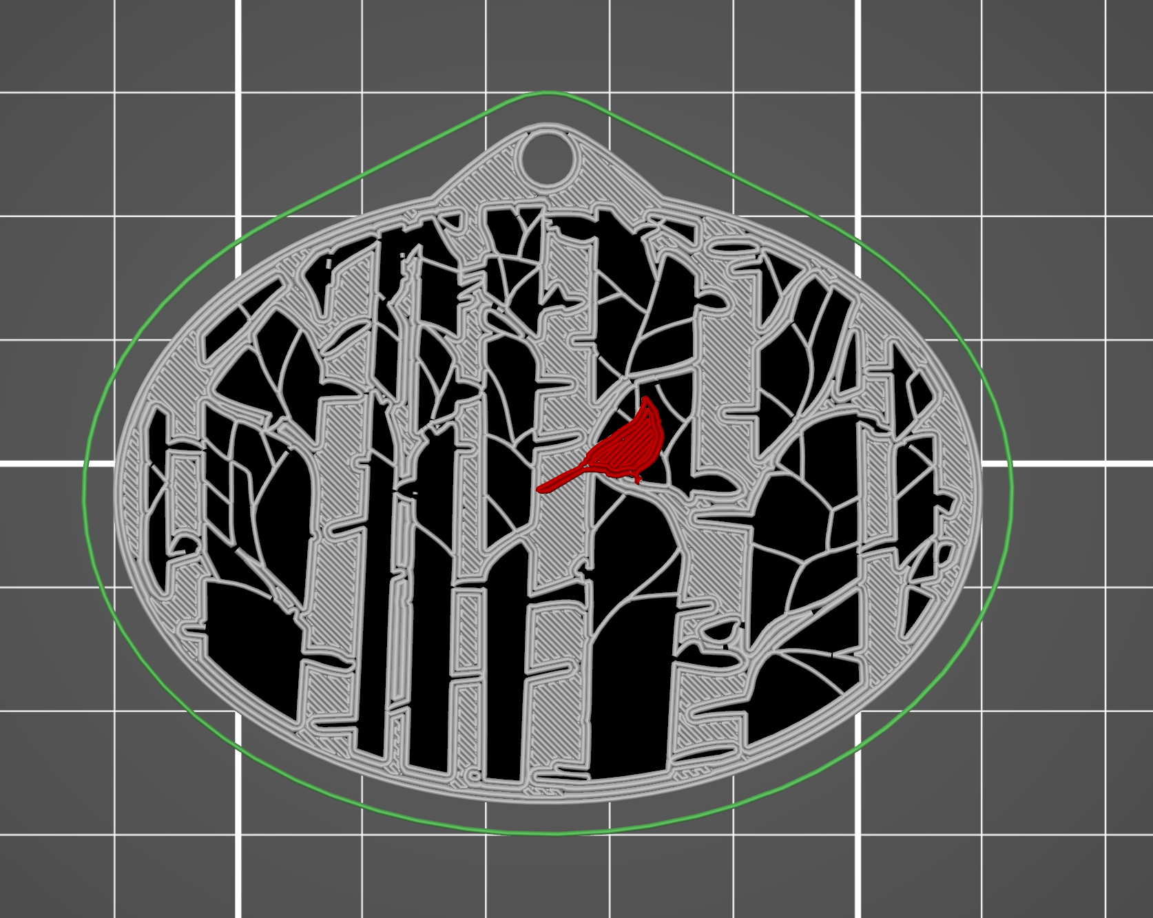 Birch Tree Ornament with Cardinal