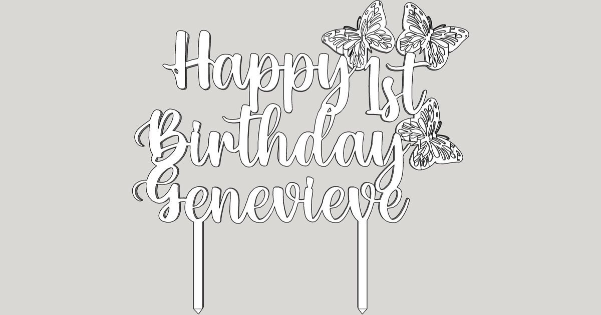 Happy 1st Birthday Genevieve By Shadokyn Download Free Stl Model