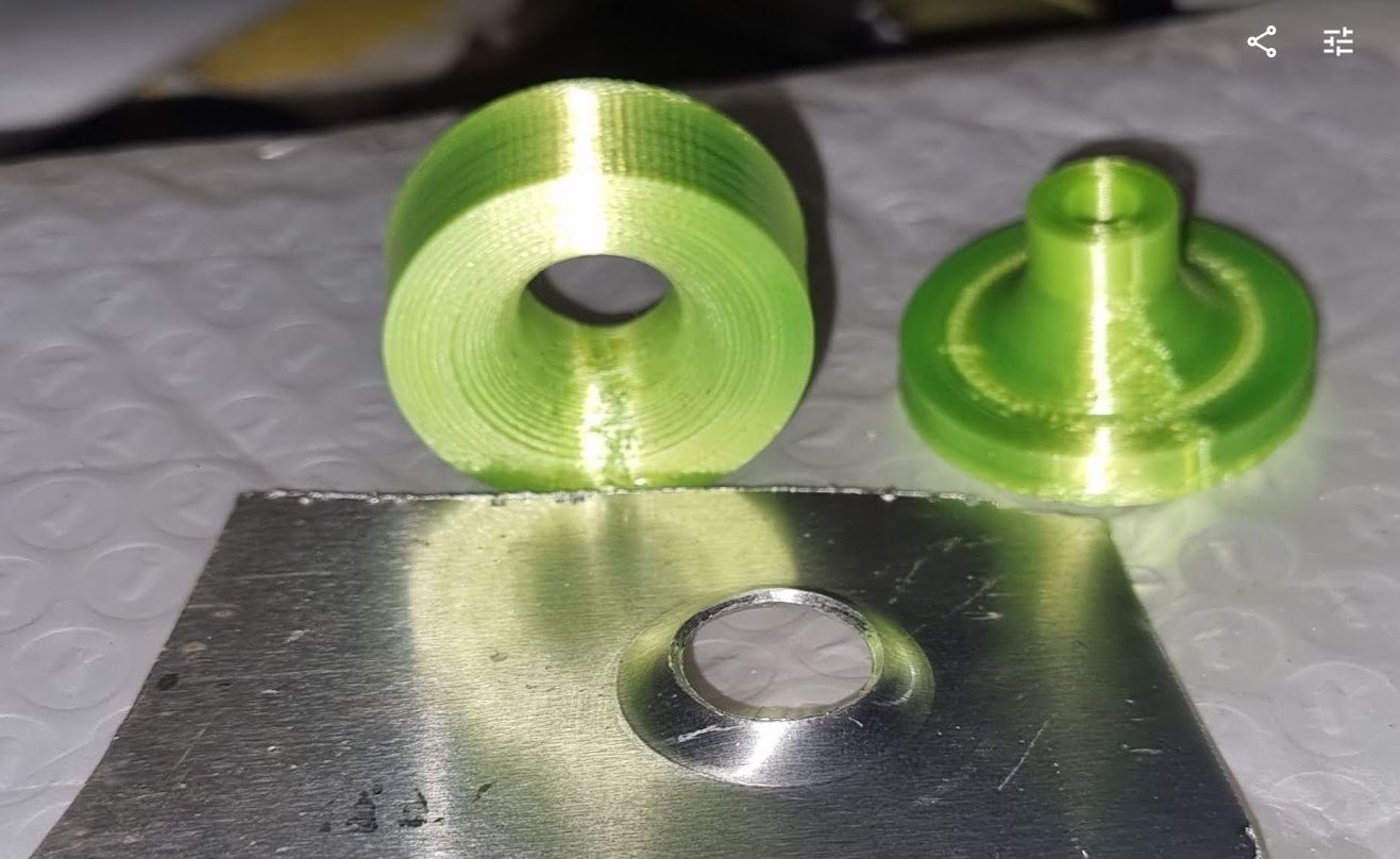 Dimple Die for 12.5mm, 1/2", half inch holes. Tested on 1mm aluminum and steel