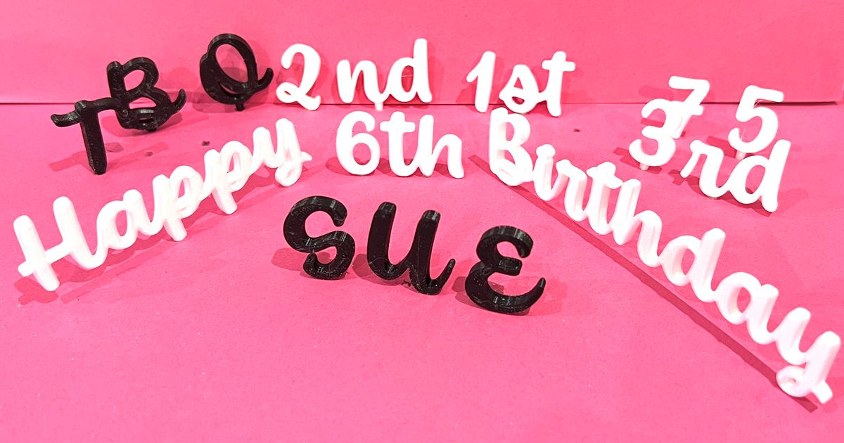 Happy Birthday, Numbers, Alphabet, Ordinals for Cake Toppers. Make any