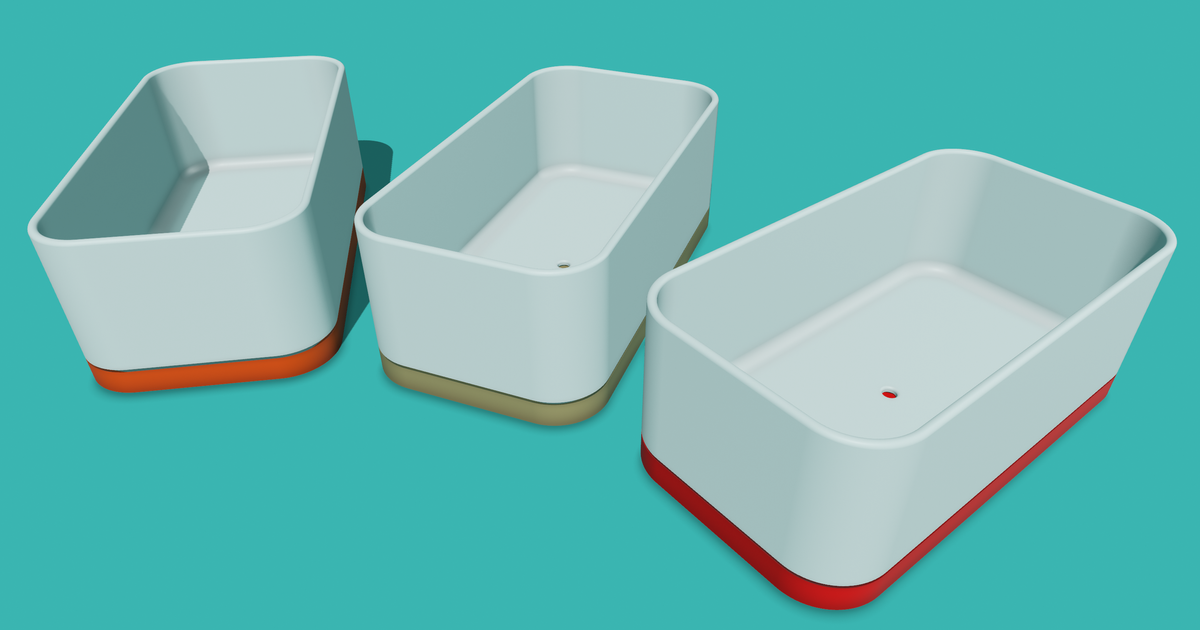 Planter Box 11 Curvy Bella, with drainage hole and saucer by MaxT