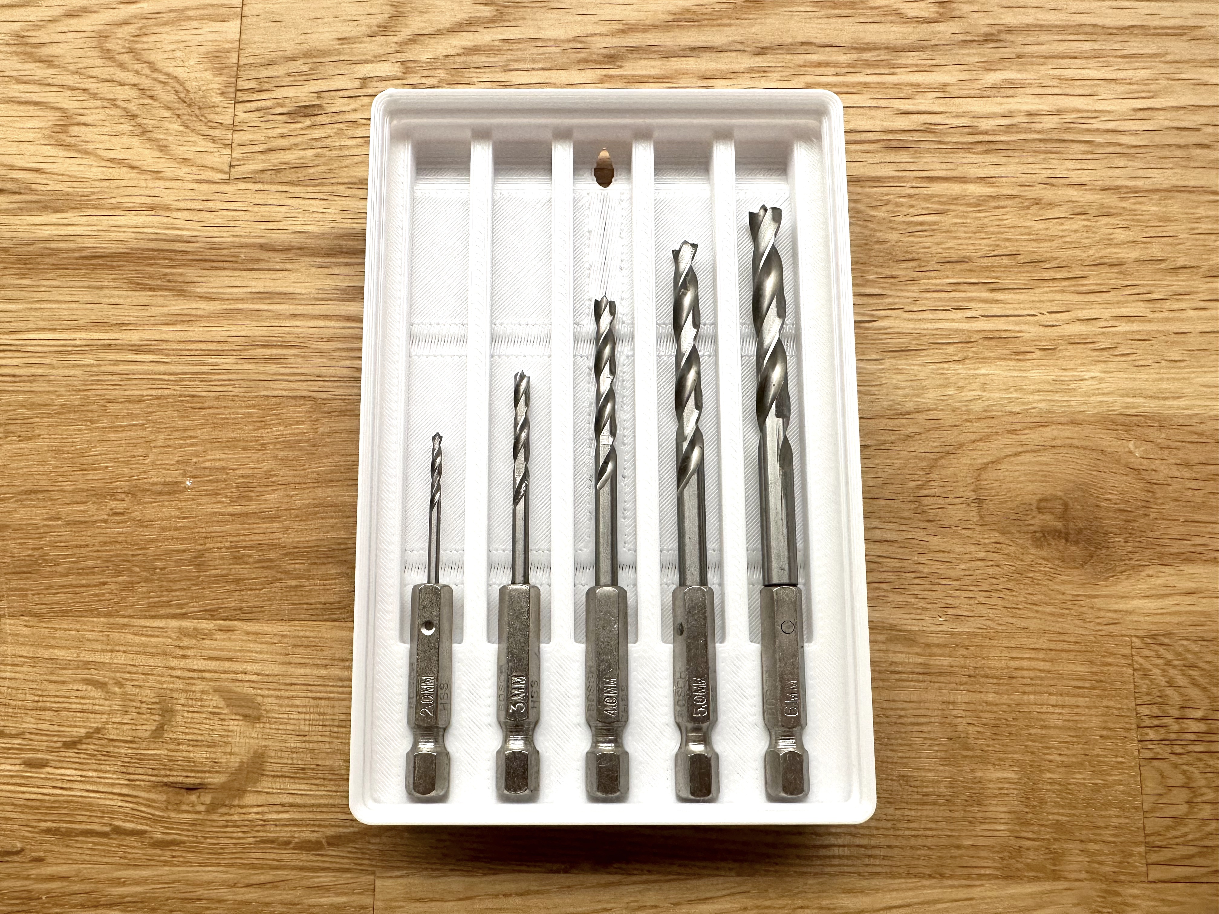 Gridfinity Five Hex Shank Drill Bit Holder