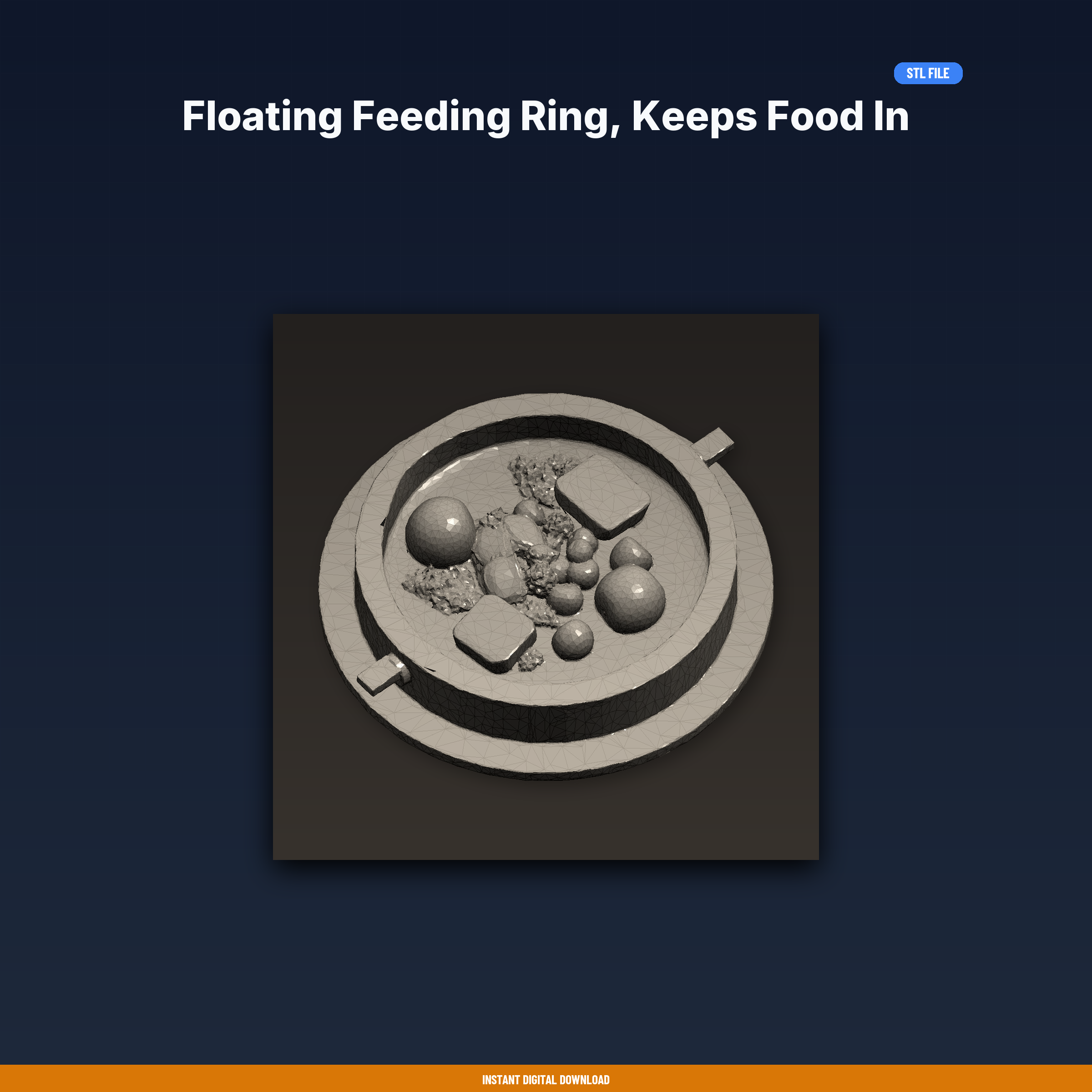 Floating Feeding Ring, Keeps Food In One Area, Suction Cup Anchor, - 3D Printable STL File