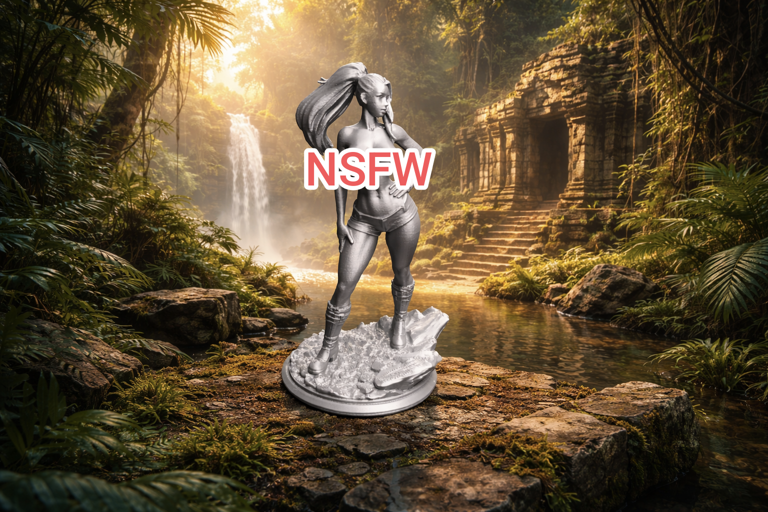 Sexy Rebel Girl – NSFW Topless Statue