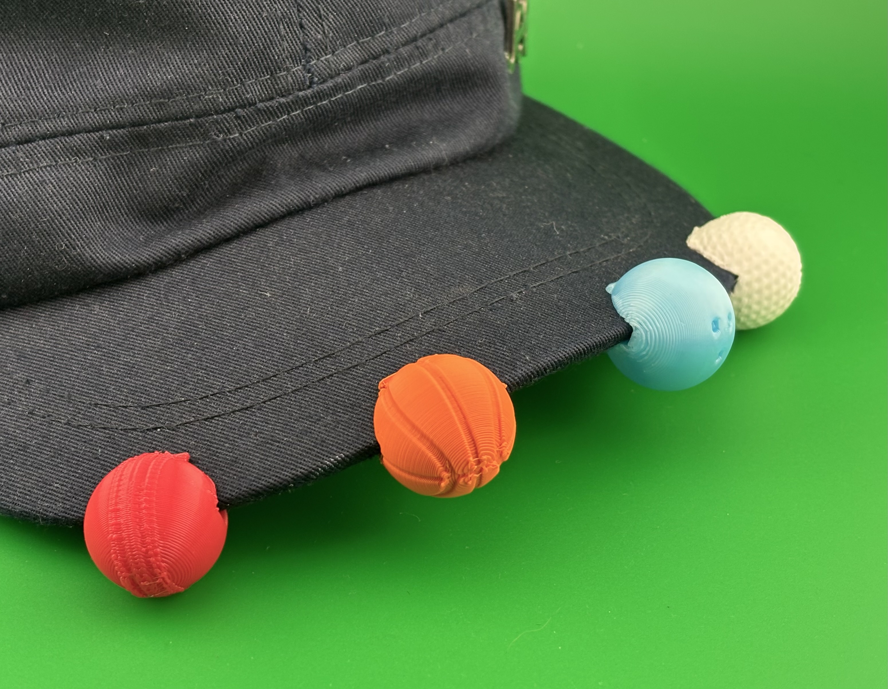 Sport Ball Hat Cap Brim Attachable Charms - Golf Cricket Basketball Bowling