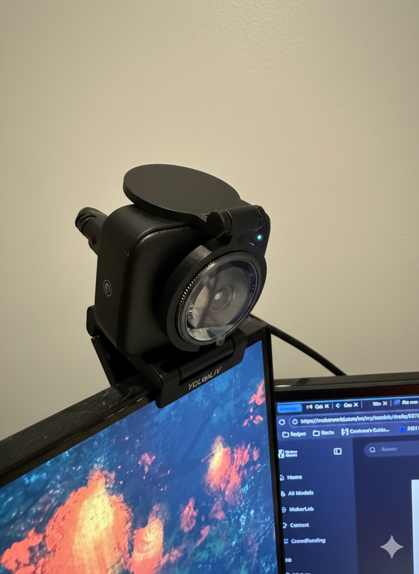 YoloCam - circular webcam cover with hinge 3D model