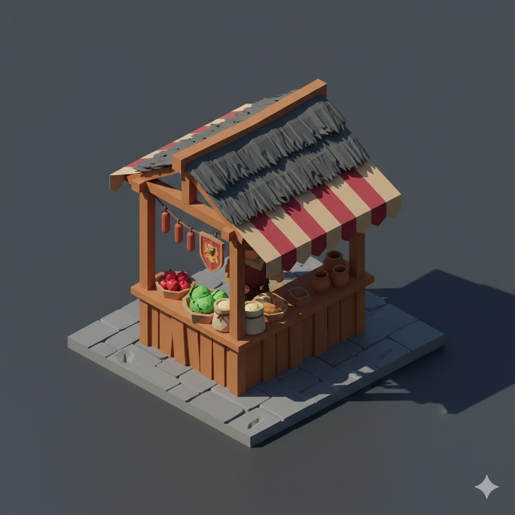 Low Poly Medieval Market Stall
