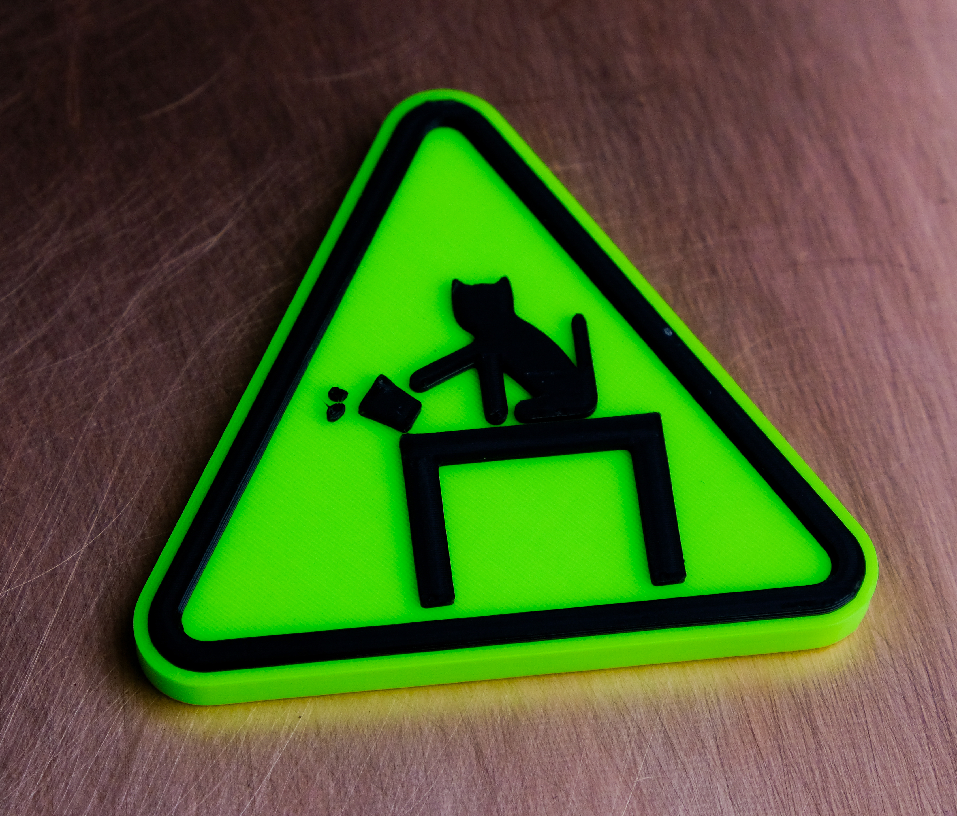 Cat Knock Zone Warning Sign