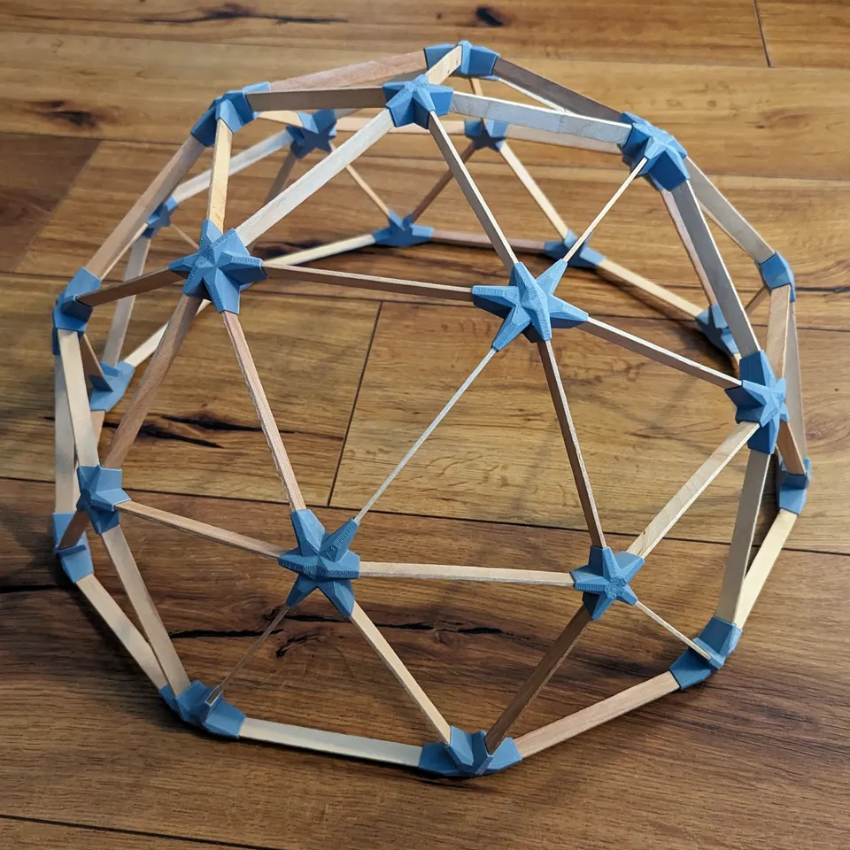 Geodesic Dome hubs for popsicle sticks by flipmarley