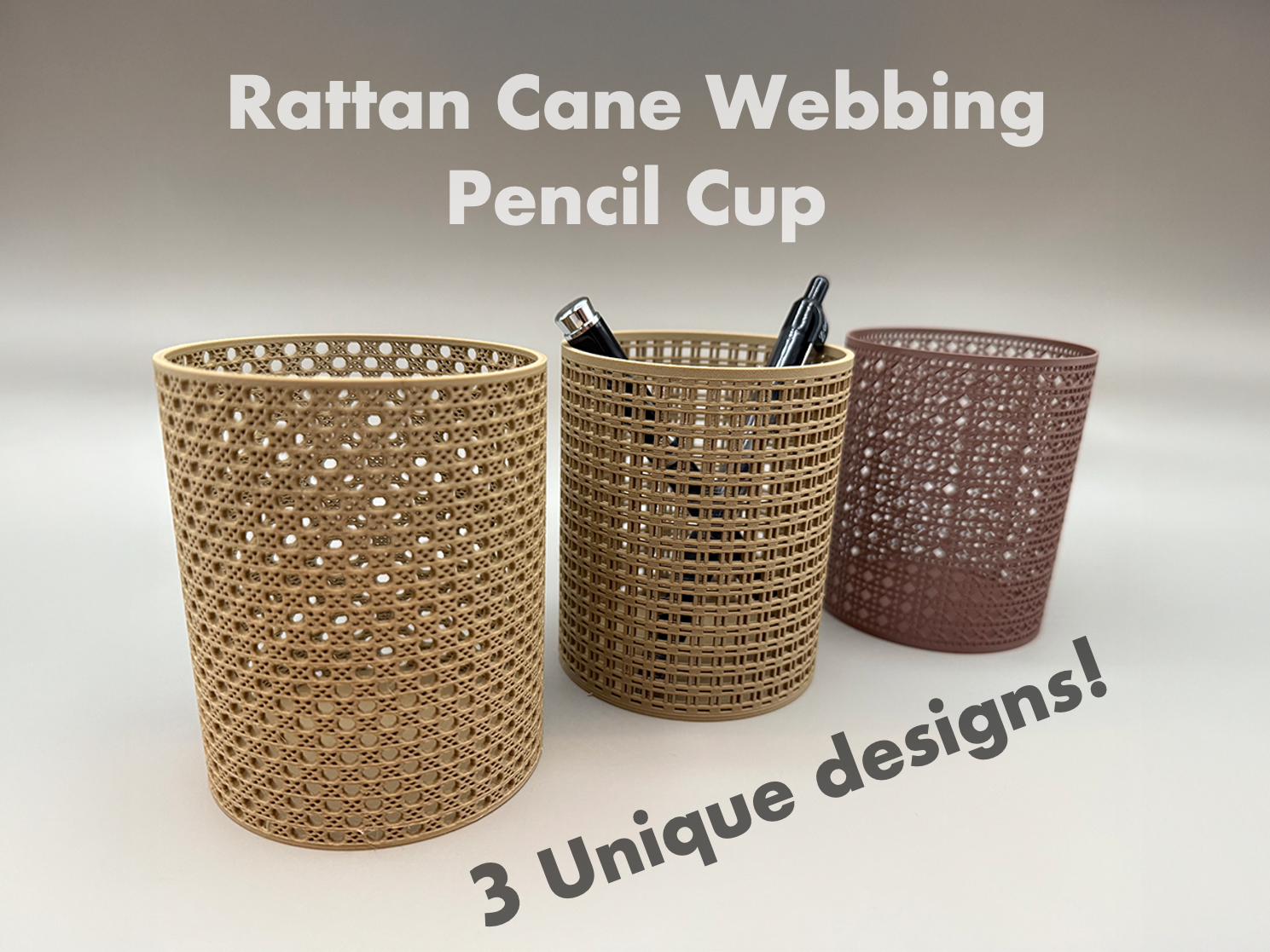 Pencil Holder | 3 Rattan Cane Designs