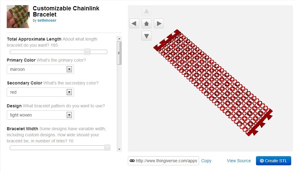 Miniatura 4 do modelo 3D Customizable Chainlink Bracelet