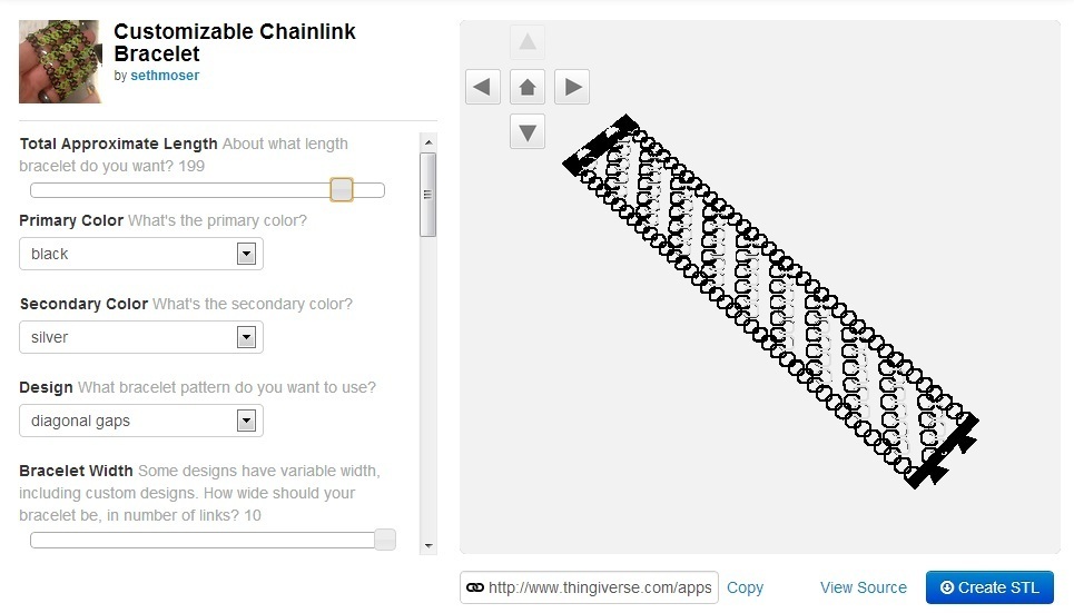 Miniatura 6 do modelo 3D Customizable Chainlink Bracelet