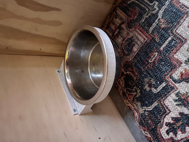 Camper detachable dog bowl wall hanger
