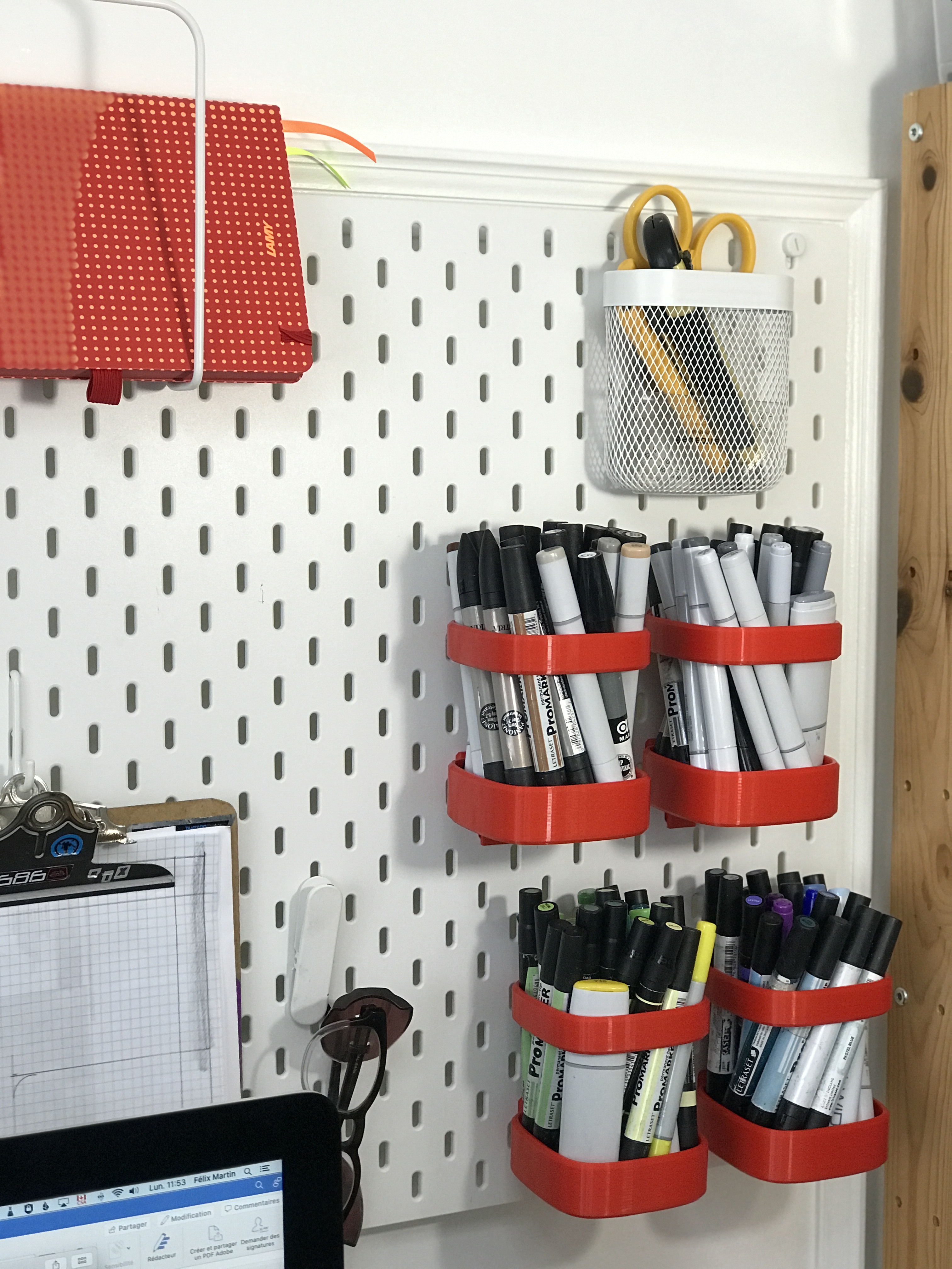 Marker holder for the IKEA SKADIS pegboard