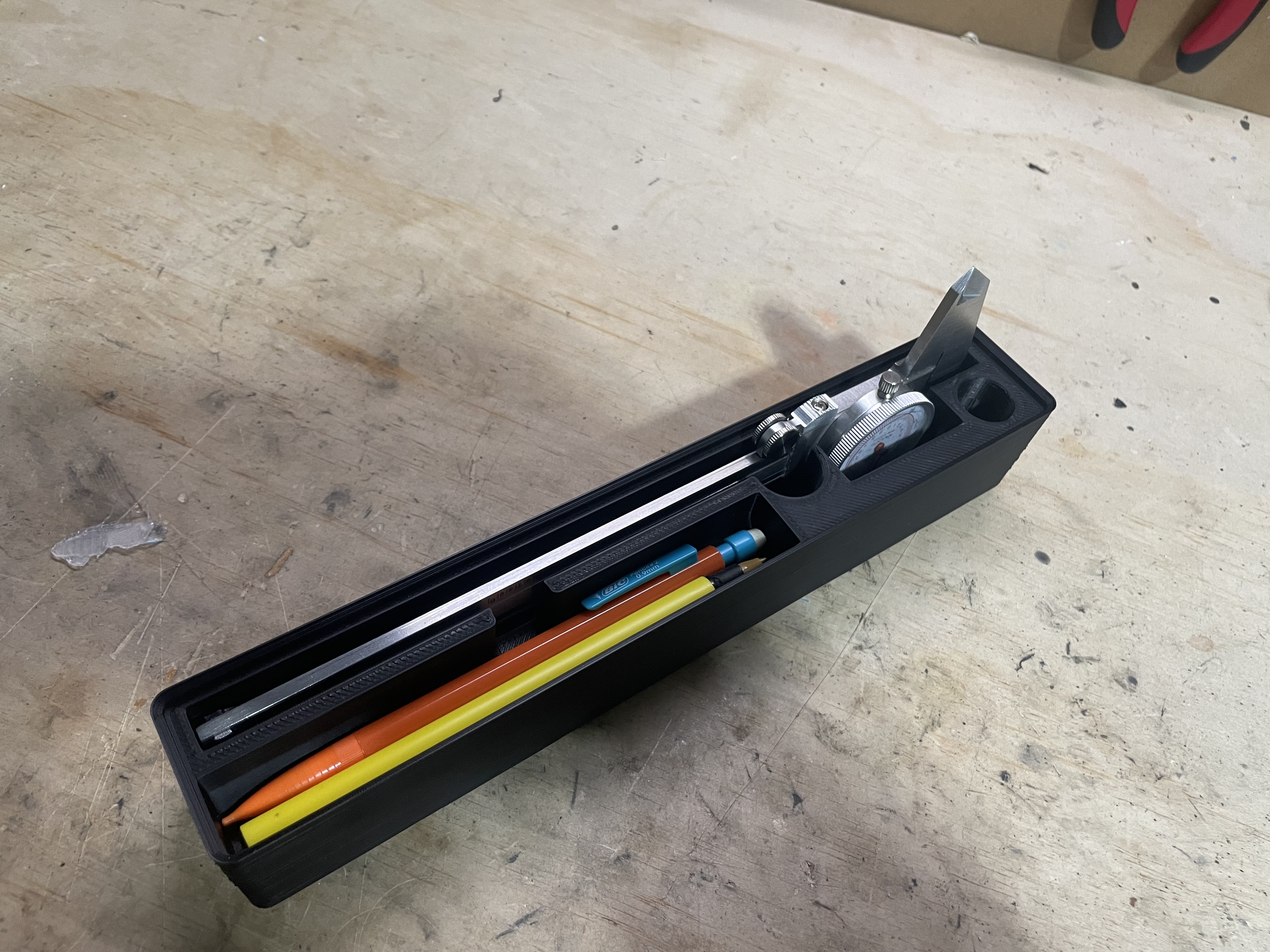 Gridfinity Dial Caliper holder for low-clearance drawer 3D model thumbnail