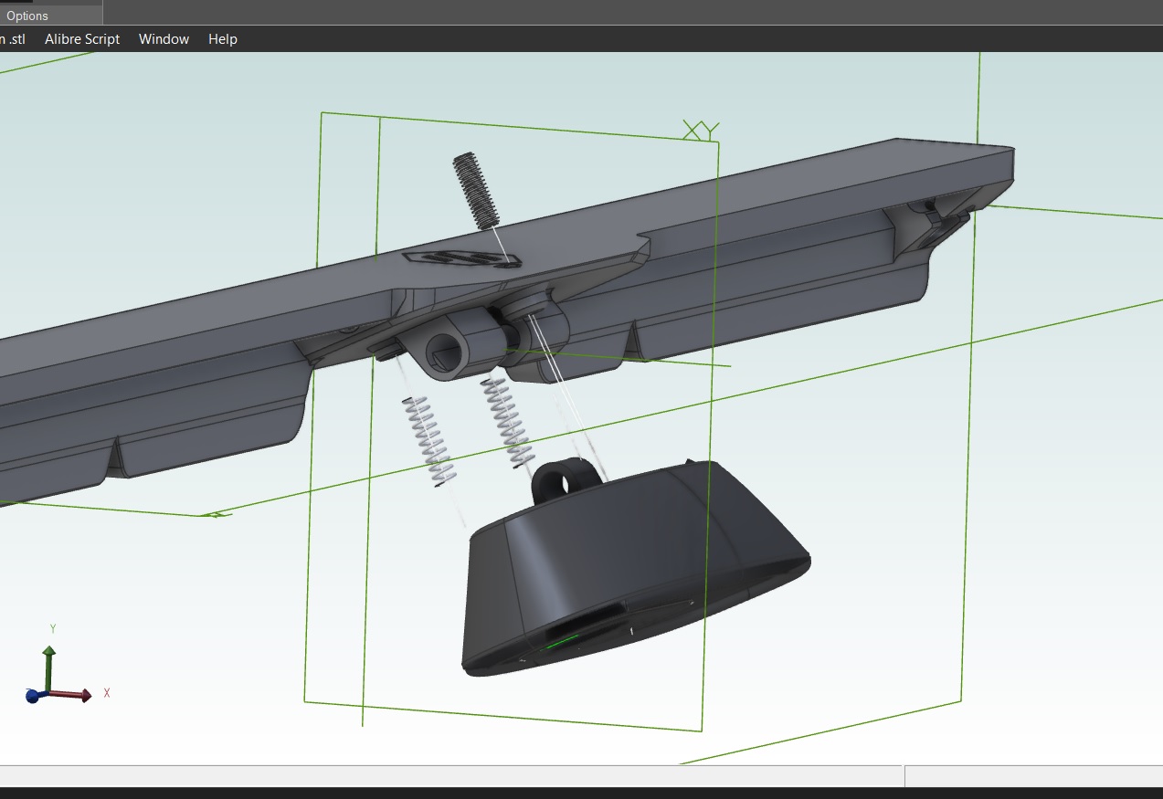 Neopixel Strip Light Mount with Integral Logitech C270 mount for Voron 2020 rail.  14" length.