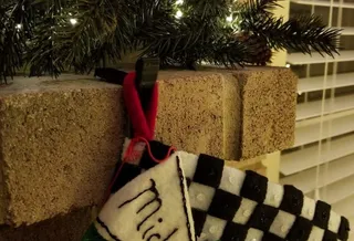 Hook for Stocking on Brick Mantle