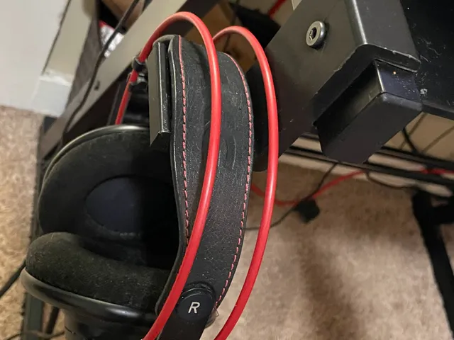 Headphone mount for the side of Walker Edison Ellis Modern Glass Desk