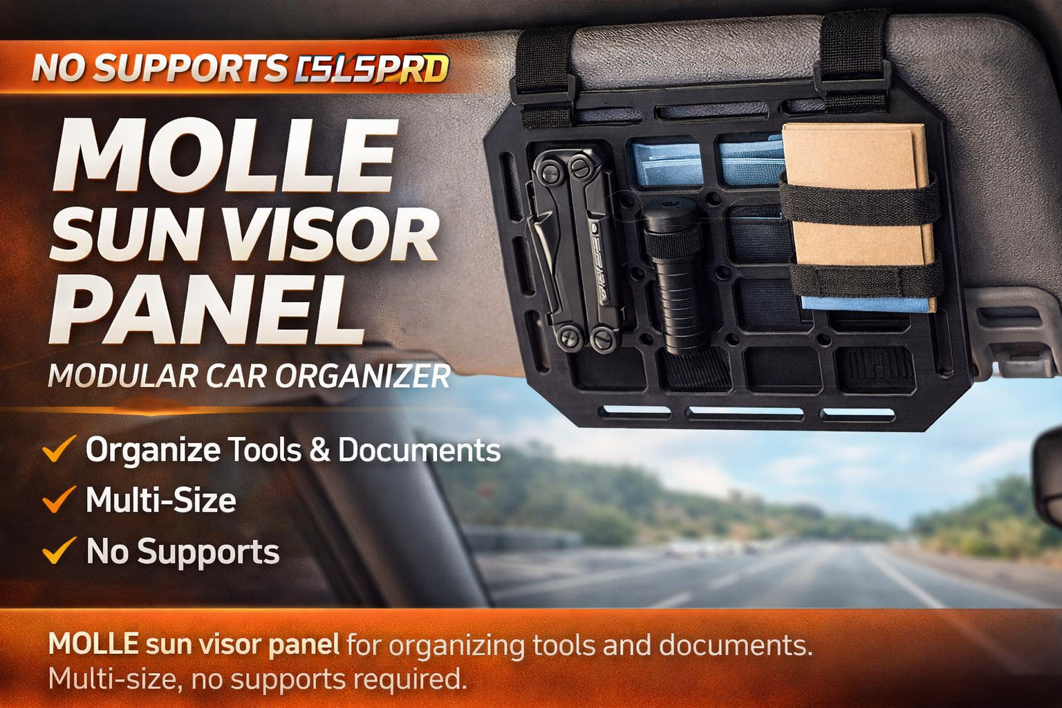 MOLLE Sun Visor Panel – Modular Car Organizer (No Supports | Multi-Size)