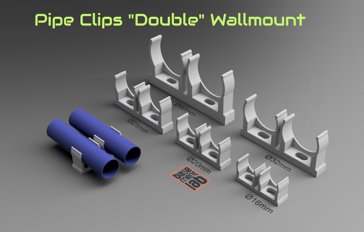 Double Pipe clip - Conduit Clips - Ø 16 / 20 / 25 / 32 / 40mm  - Clips Fissatubo Aperto Doppio