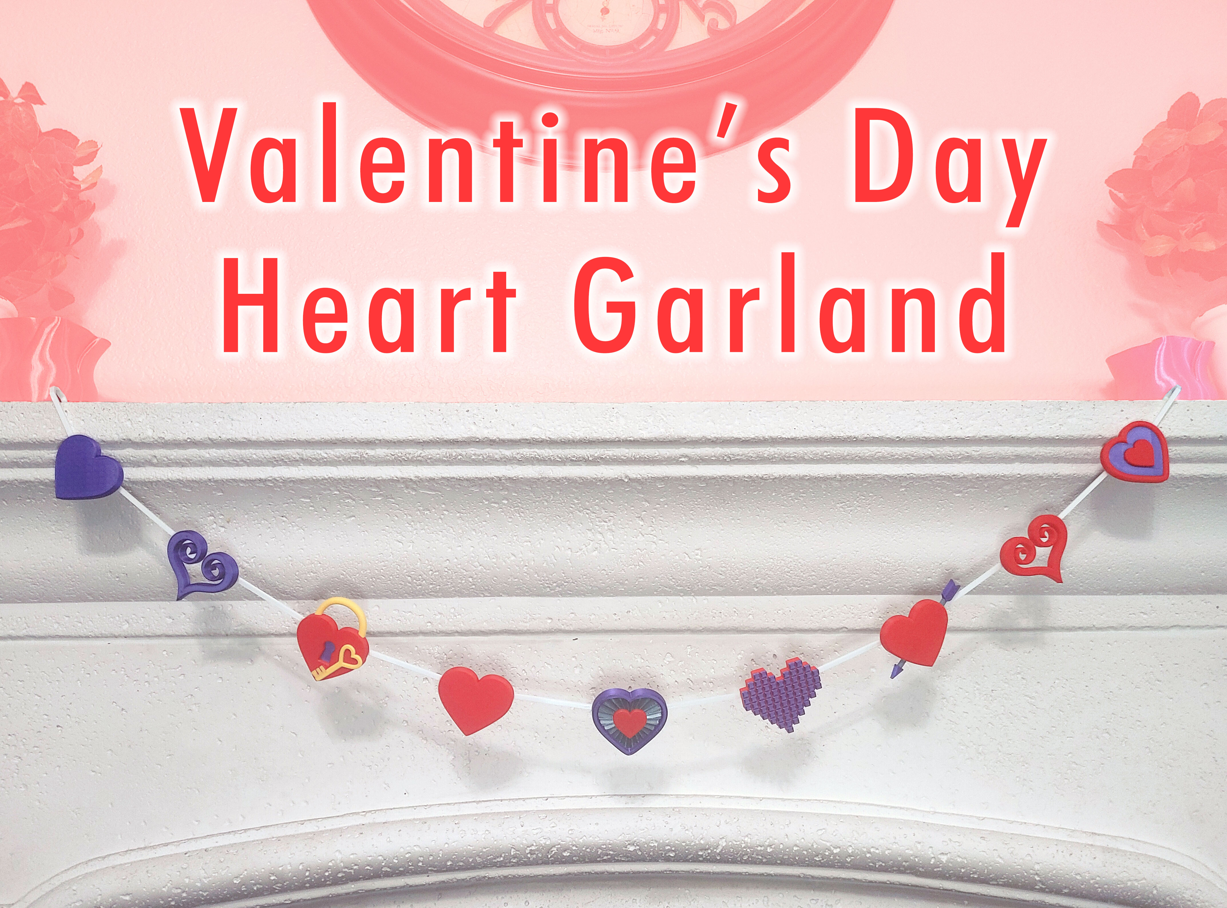 Valentines Hearts Variety Snap Together Garland Decorations