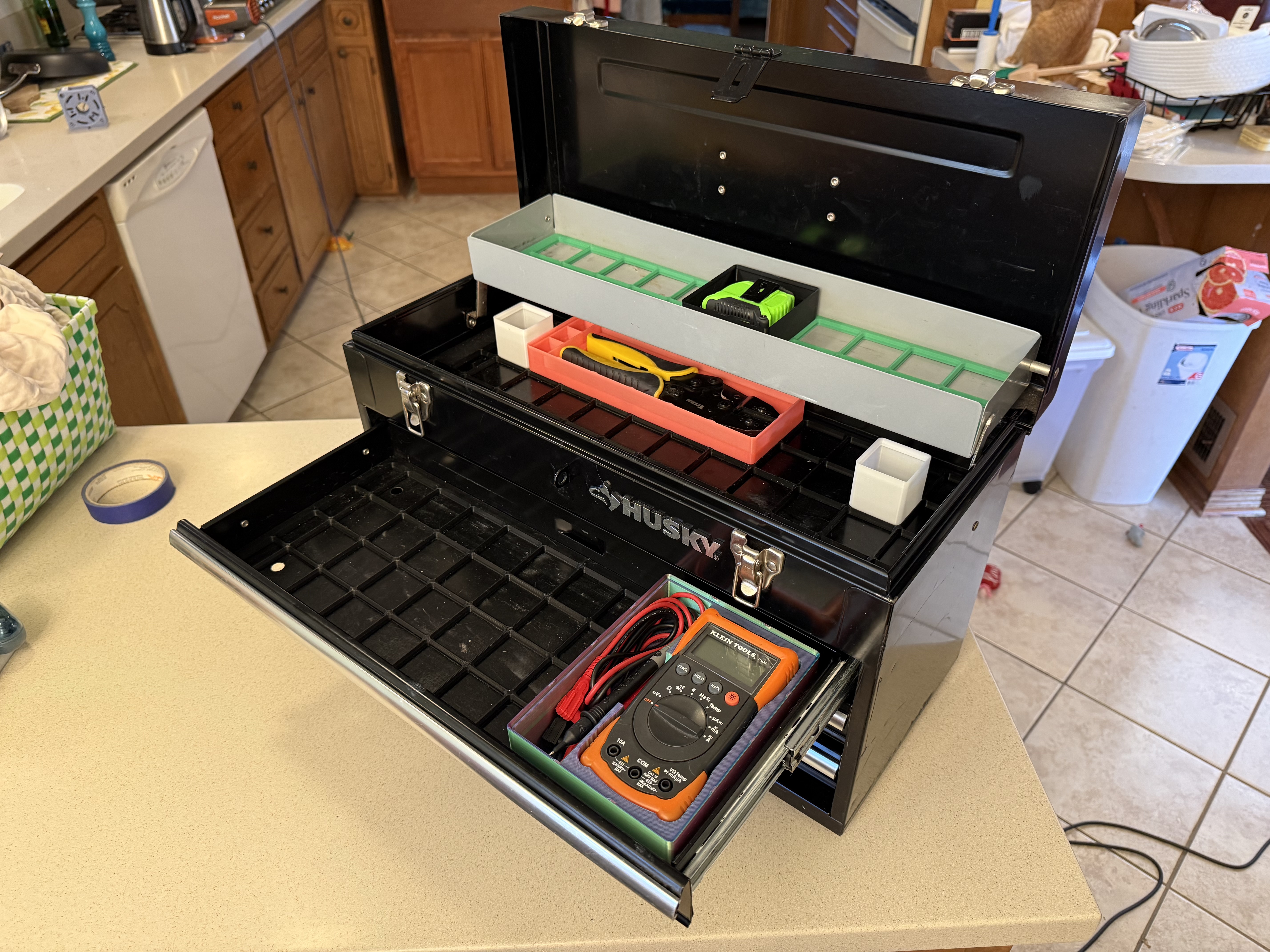 Husky 3-Drawer Portable Tool Box - Gridfinity Baseplates H200MTSMB
