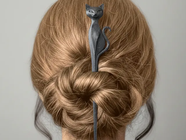 Black cat hairpin