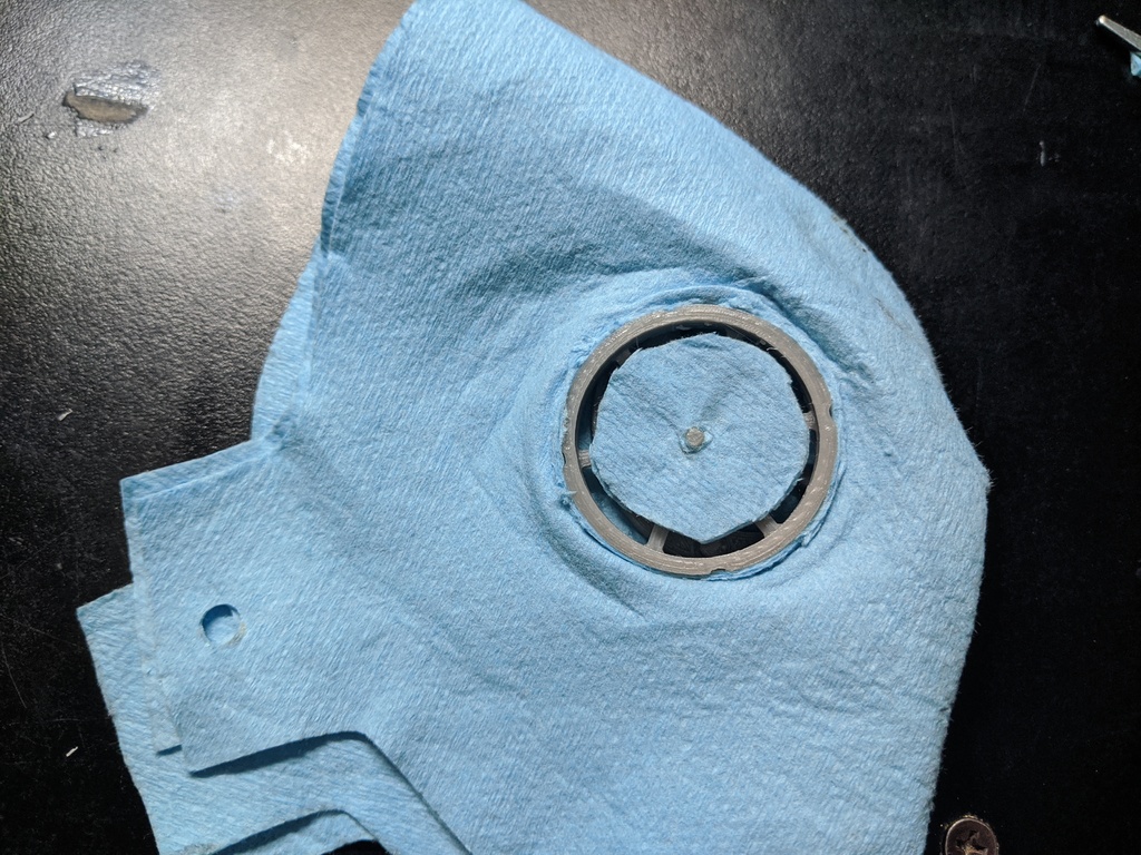 COVID19 EXHALATION VALVE FOR BLUE SHOP TOWEL MASK by Carlos Ortega