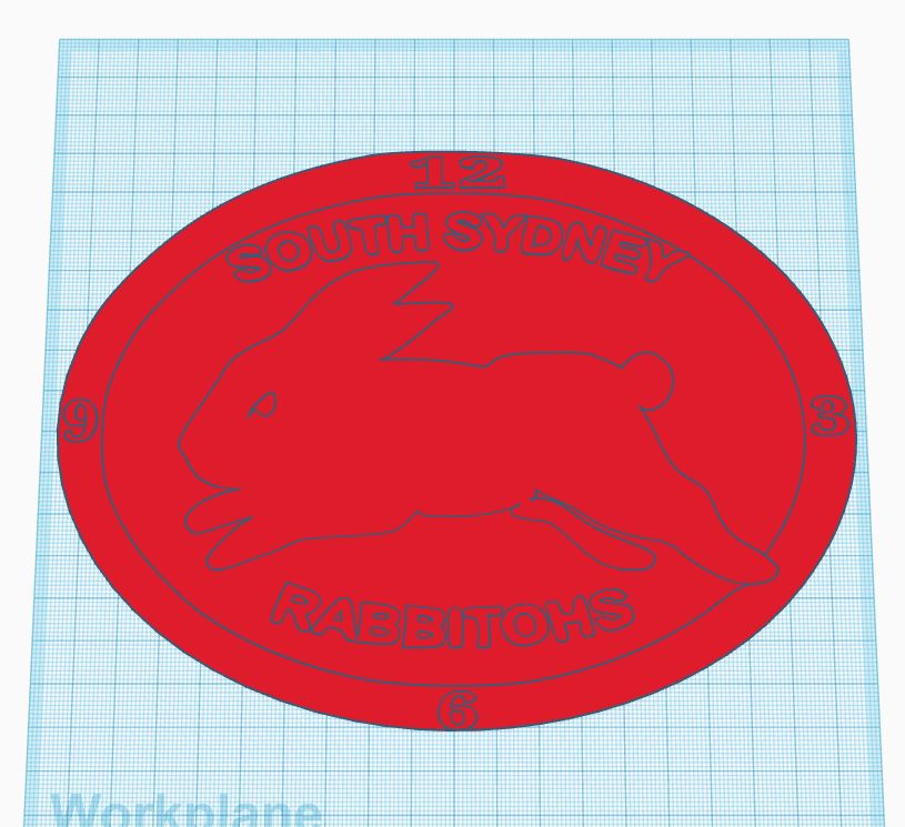 Rabbitohs Wall Clock red numbers by Jesica Trognot Download free STL