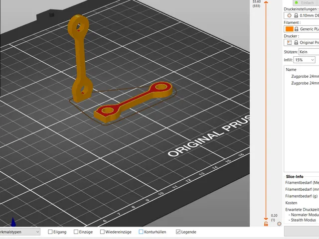 Materialtest Zugprobe 4x4mm