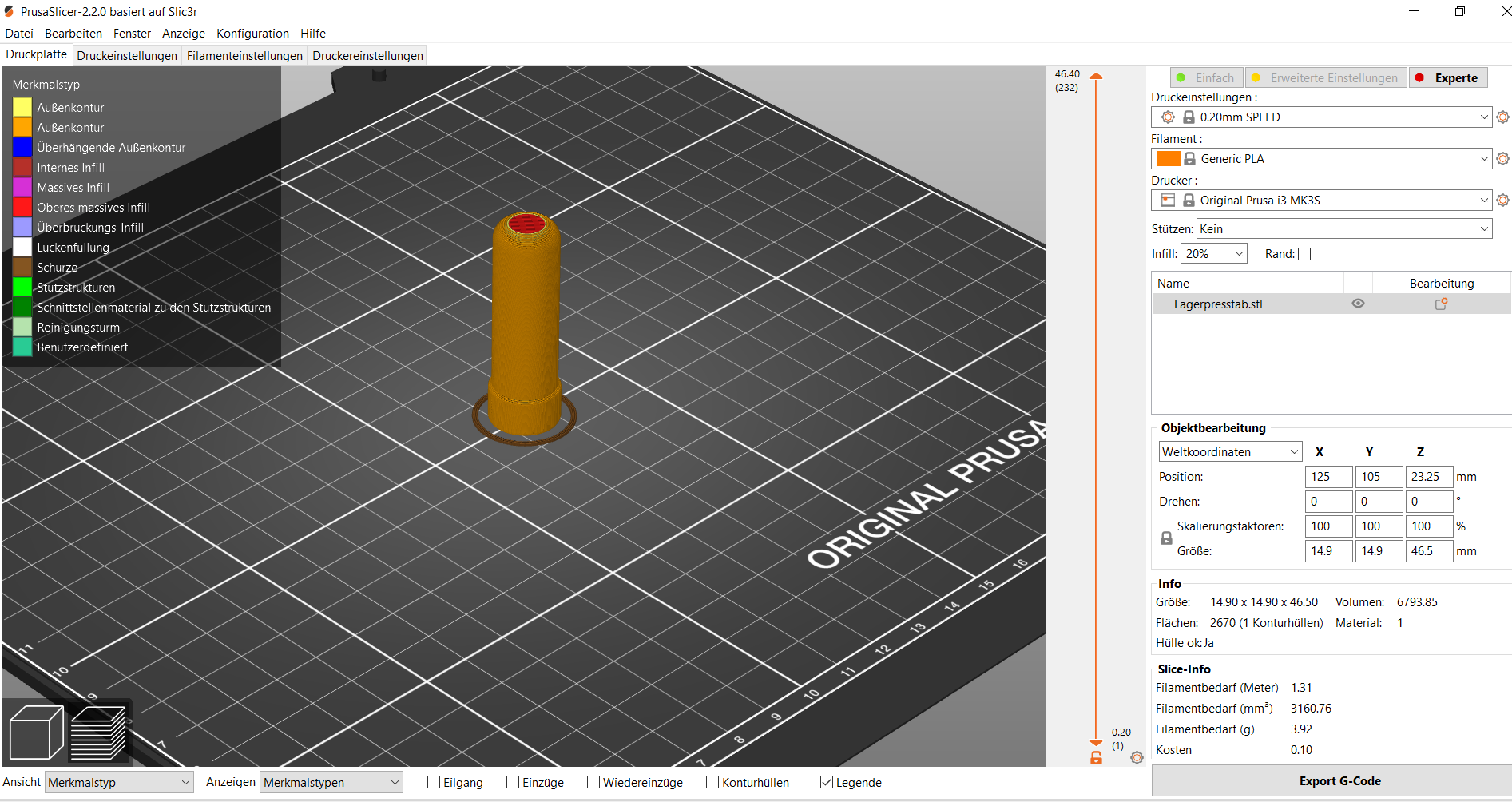 starb to push the linear bearings of the i3 MK3S into the socket Lagereinpressstab für i3 MK3S Linearlager