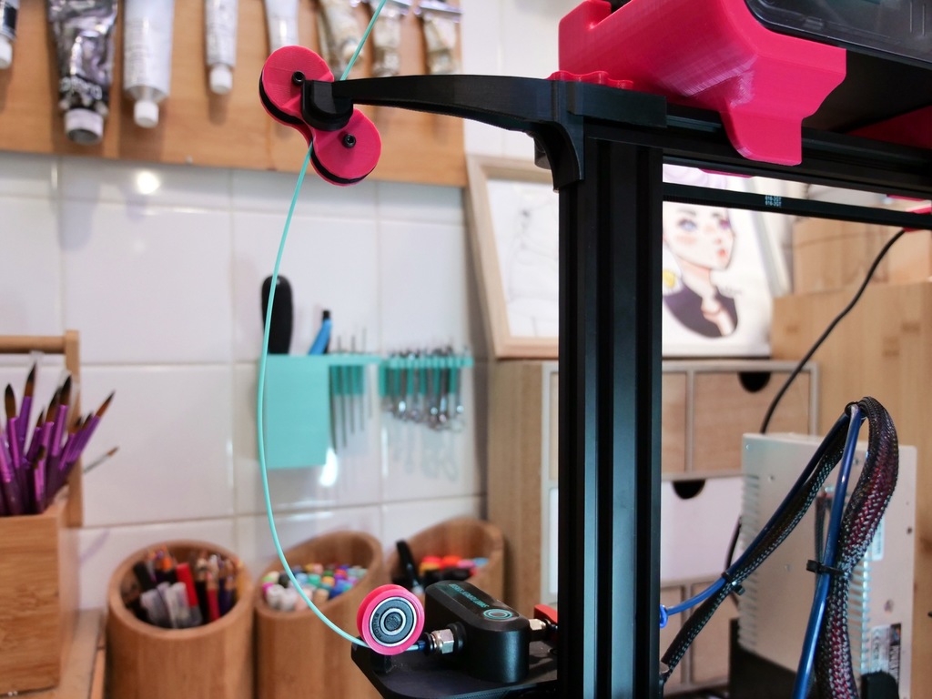 Ender 3 Bearing ZStabilizer with Reinforced Bearing Filament Guide by