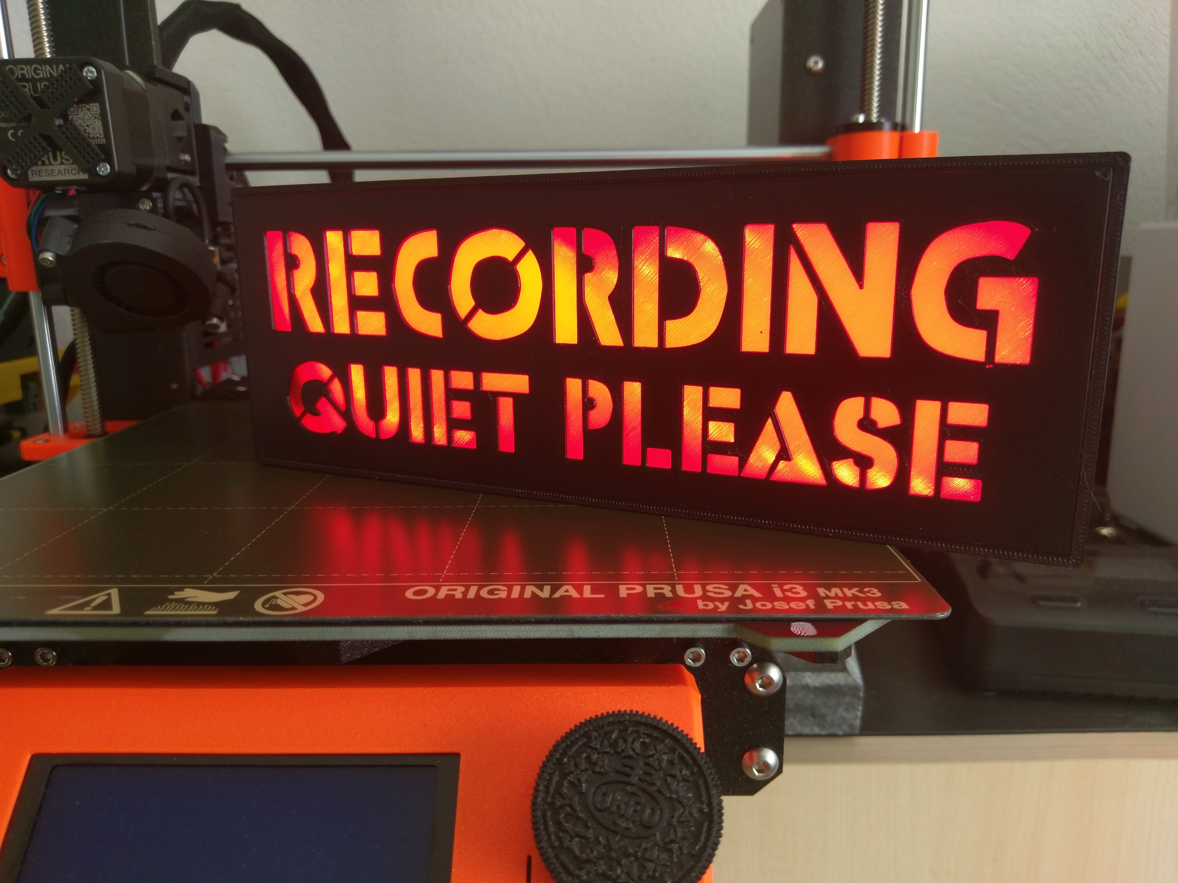 Recording" LED backlit sign - remix