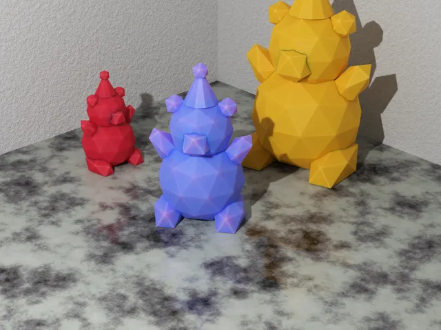 Low Poly Party Bear (Cake Topper / Place Holder / Decoration)